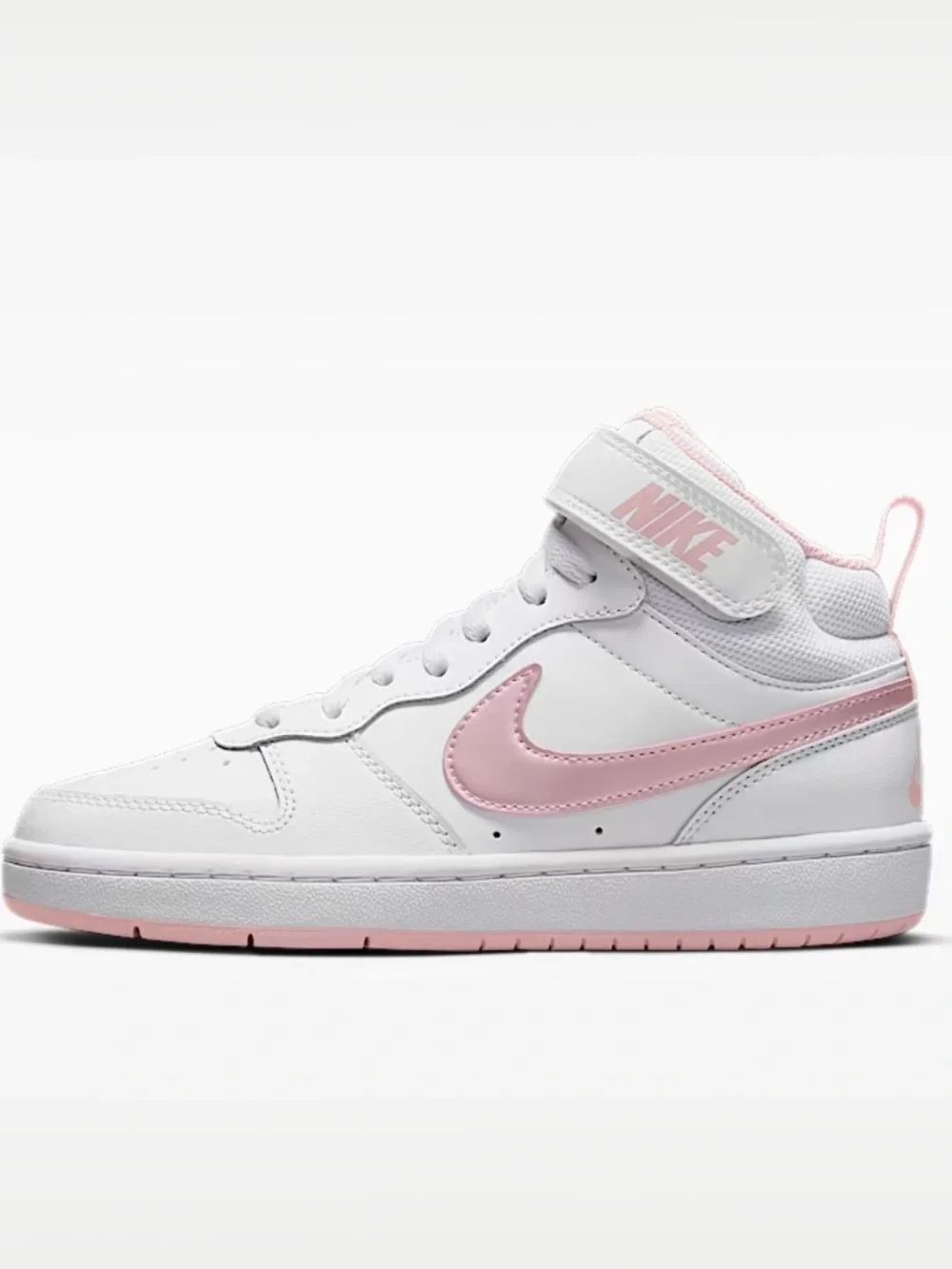 Nike Court Borough Mid 2 Sneaker with Pink Swoosh
